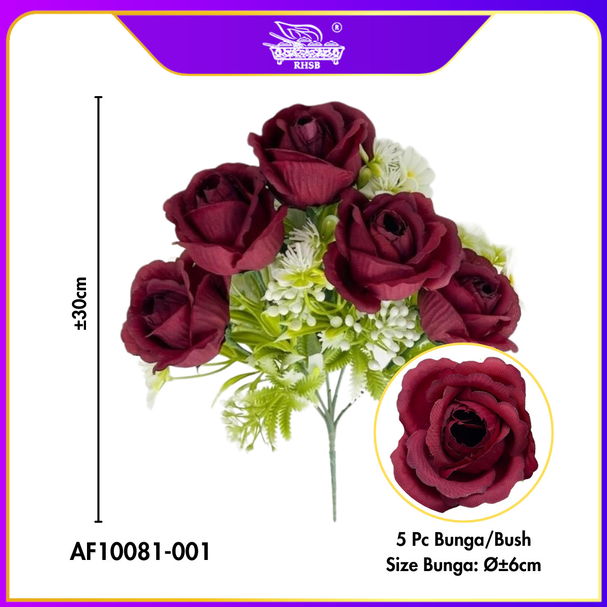 Artificial Rose Daisy 30cm | Bunga Rose Mawar  AF10081