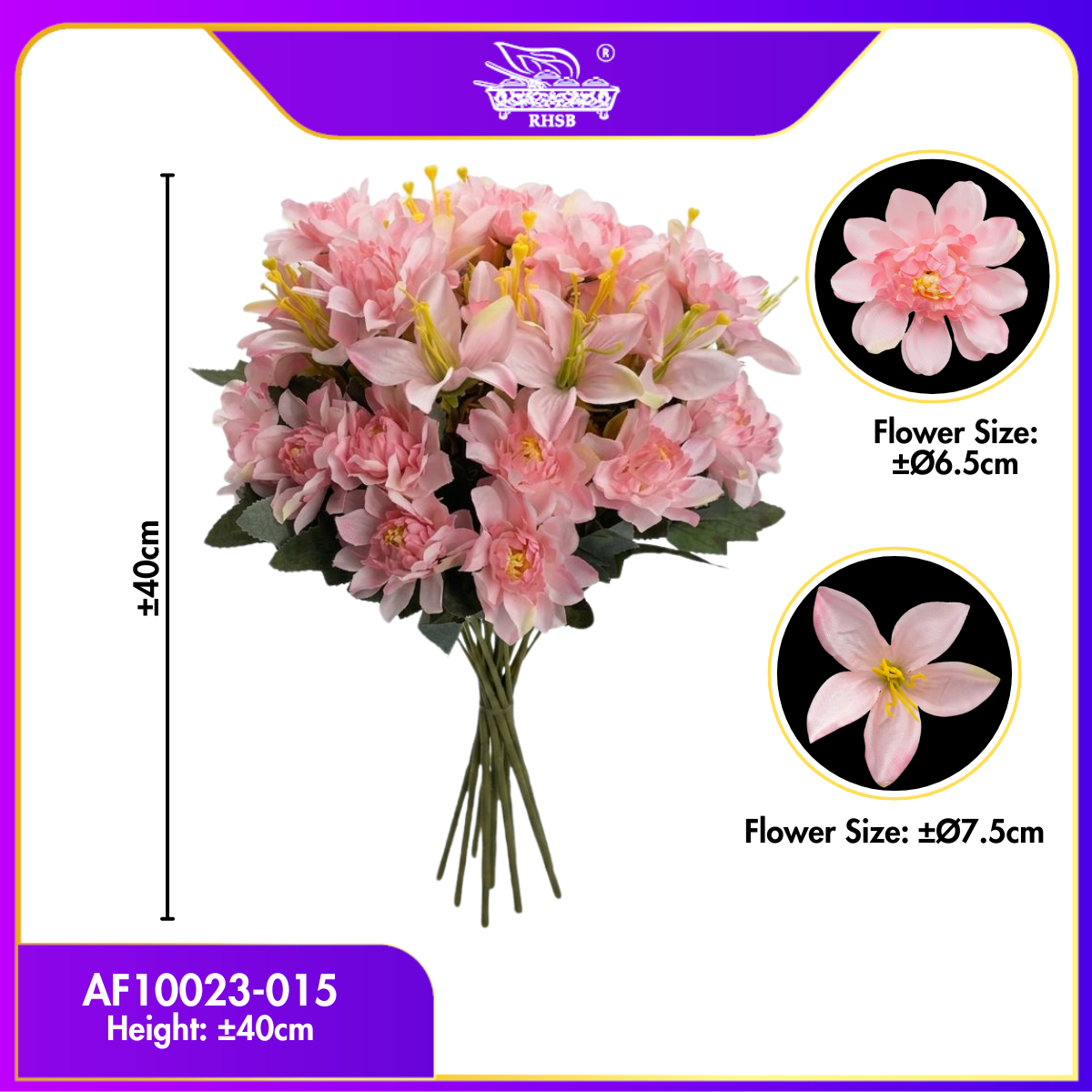 [1 PC] Artificial Dahlia Bush | Faux Dahlia | Bunga Dahlia | Bunga Hiasan | Flower Bouquet | AF10023