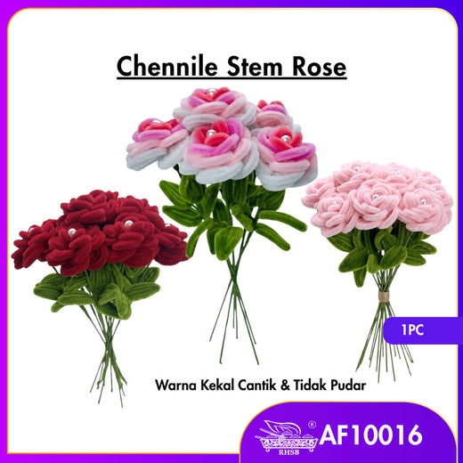 [1 PC] Bunga Rose Kawat Bulu Handmade | Bouquet Pipe Cleaner Aesthetic Hadiah Graduation Birthday AF10016