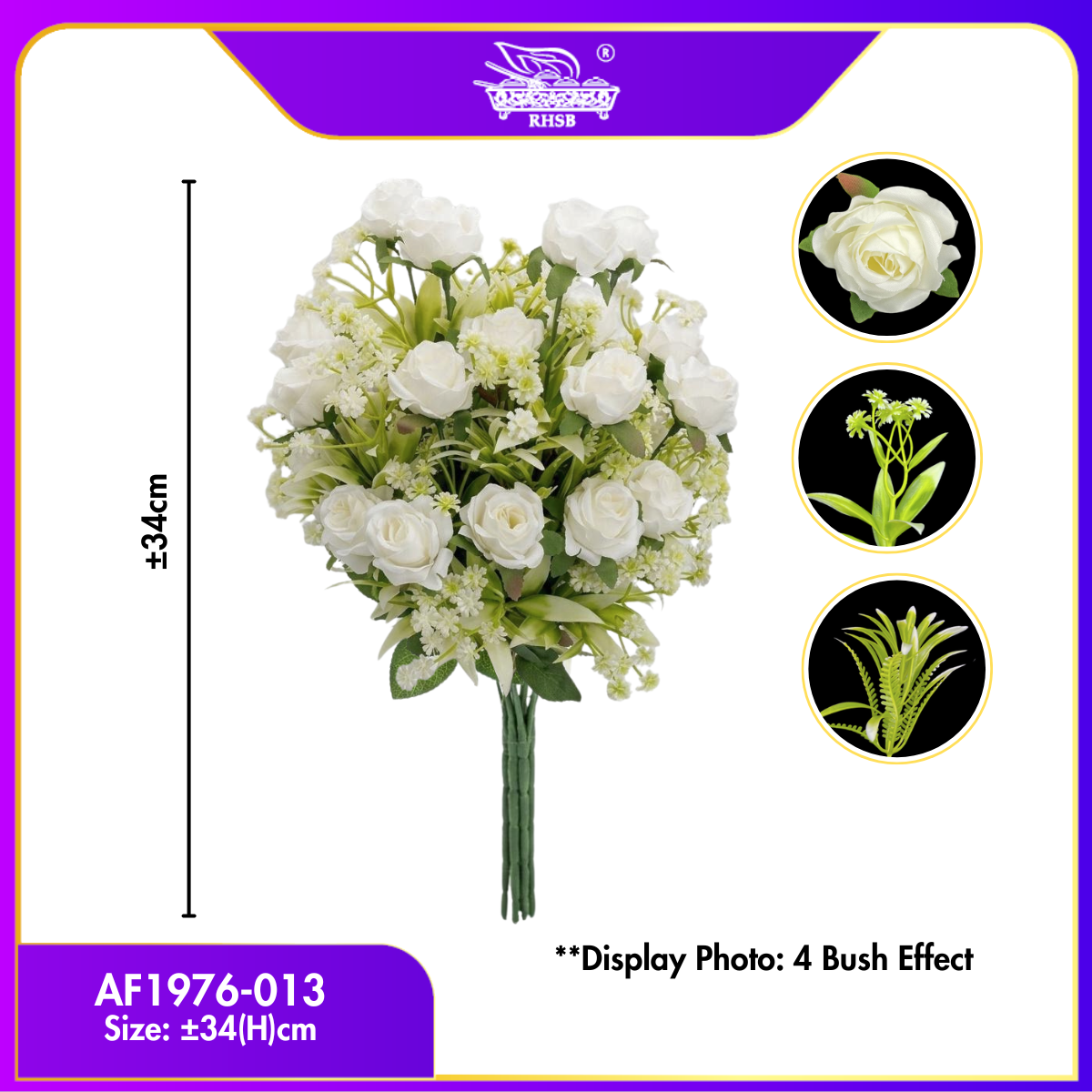 [1 PC] Artificial Mini Rose 34cm  | Bunga Mawar Gubahan Hantaran Pelamin | Wedding | Doorgift | Home Decoration AF1976 [1/18/36]