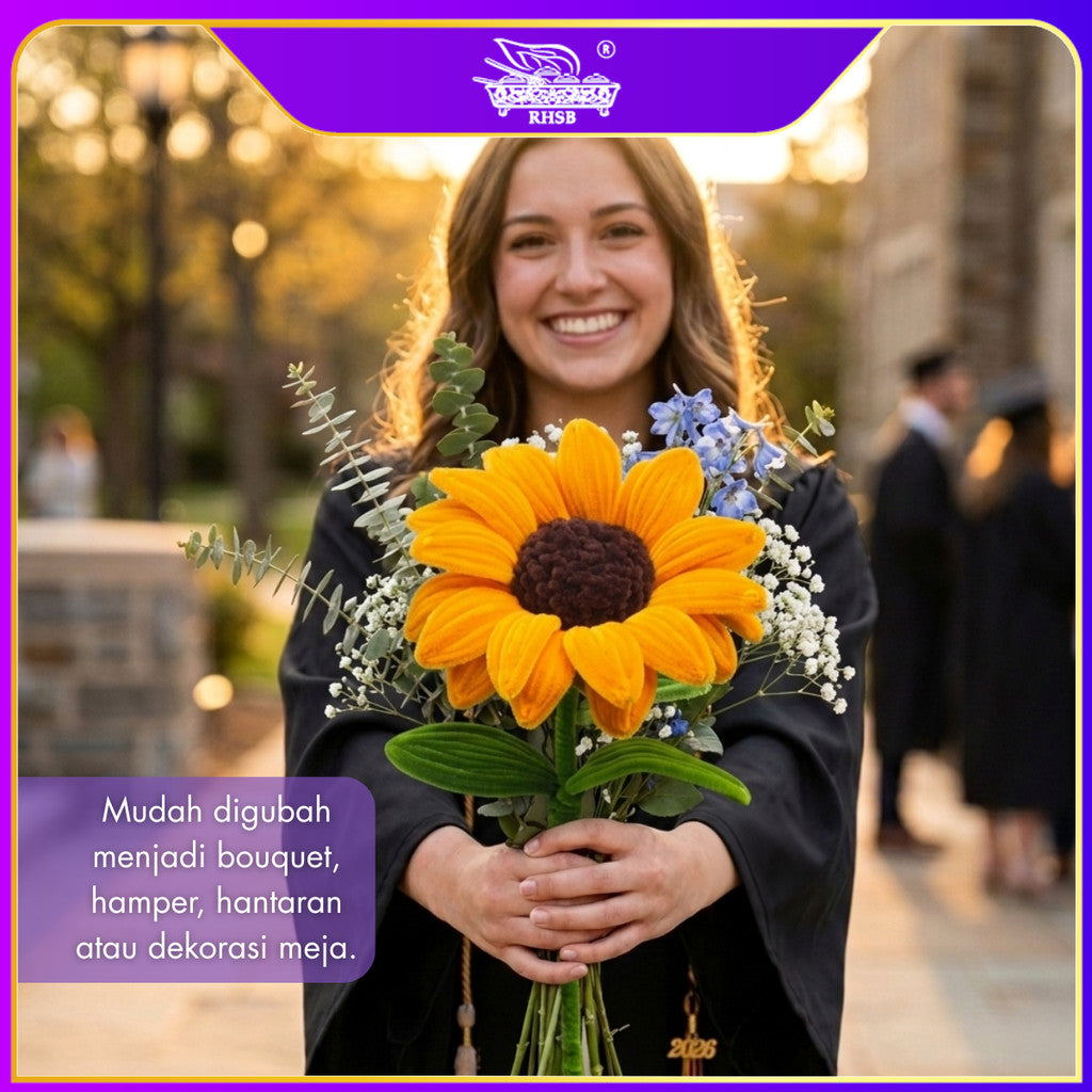 [1PC] Handmade Bunga Kawat Bulu Matahari | Sunflower Chenille Stem | Hadiah Graduation Birthday AF10009-AF10011