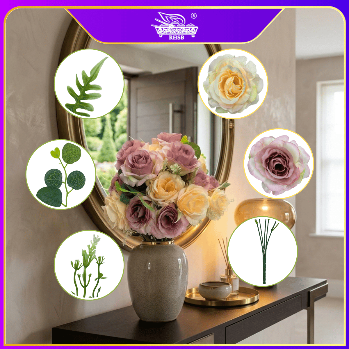 [1PC] Artificial Peony | Tea Rose | Bunga Mum | Artificial Flower | Bunga Hiasan | Wedding Decor | AF10055